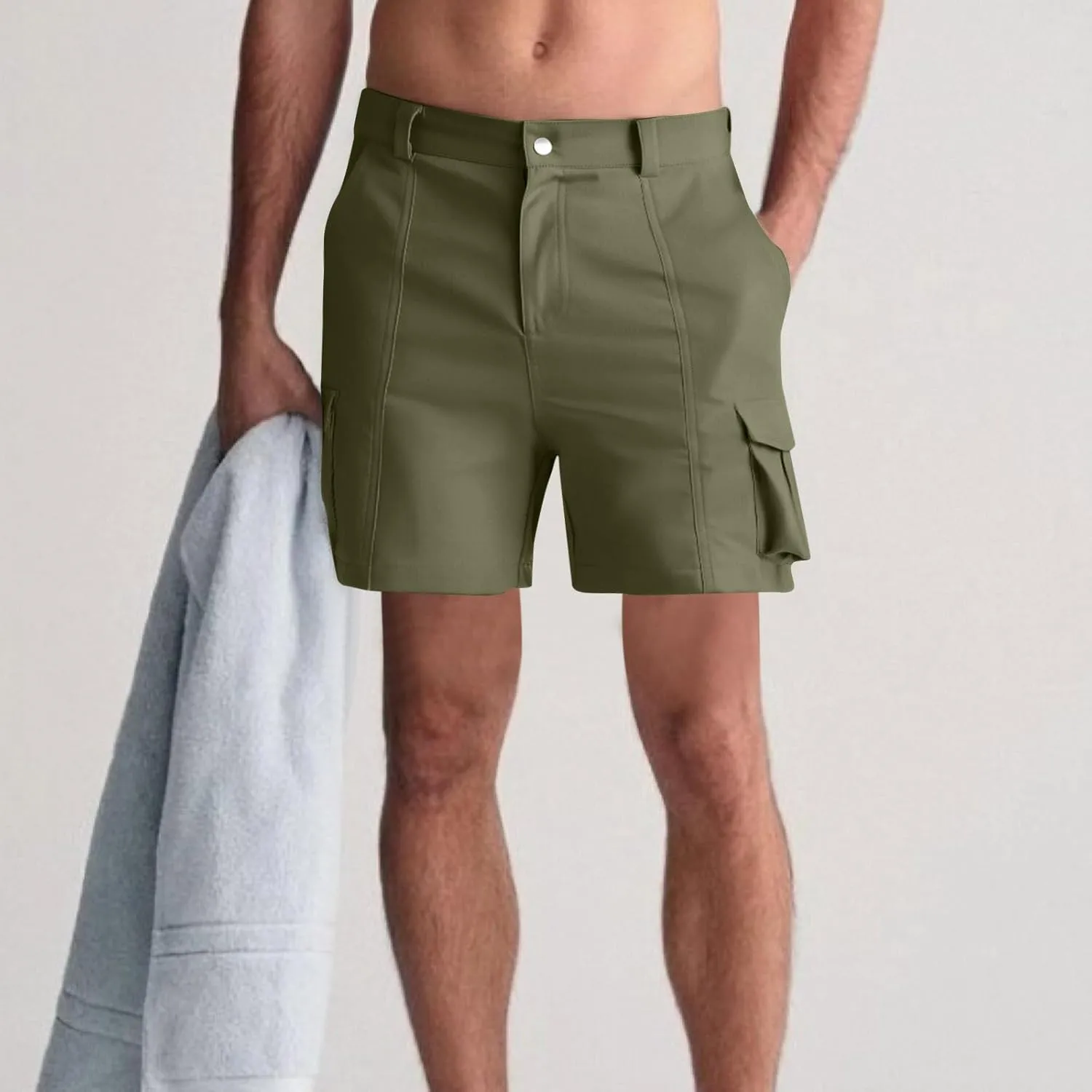 Mens Baggy Cargo Shorts Lightweight Summer Golf Chino Work Shorts Stretch Wasit Workout Hiking Shorts 6 Pockets