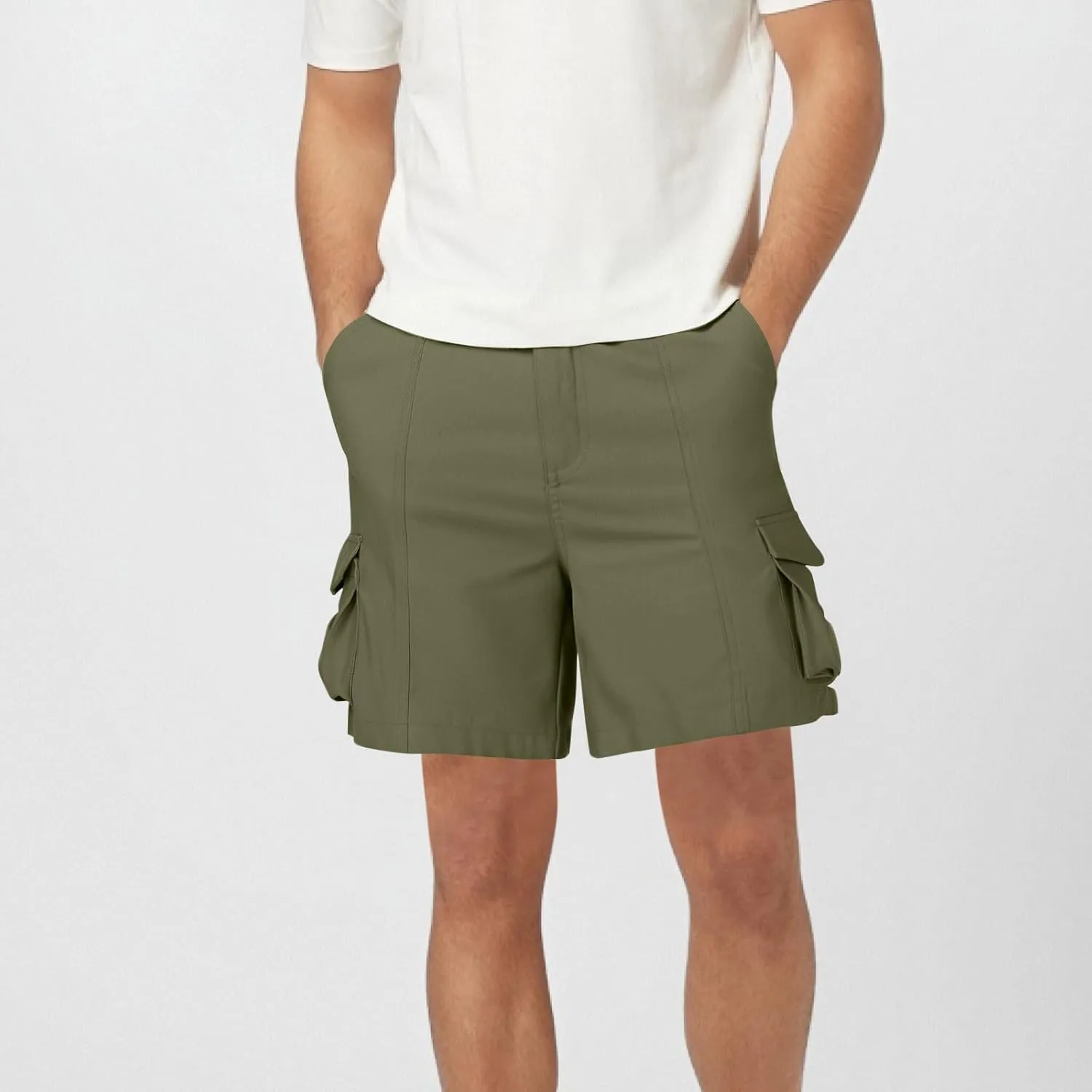 Mens Baggy Cargo Shorts Lightweight Summer Golf Chino Work Shorts Stretch Wasit Workout Hiking Shorts 6 Pockets