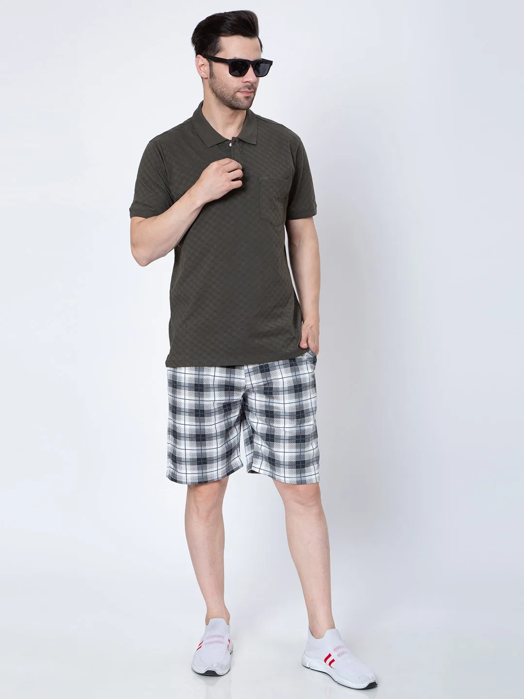 Mens Check Print Shorts