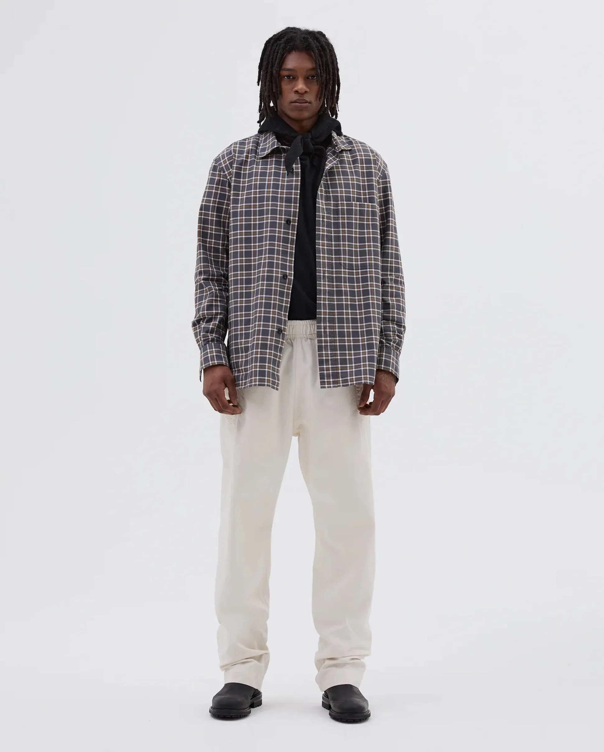 MHL BASIC SHIRT / CHECK SLATE MOSS