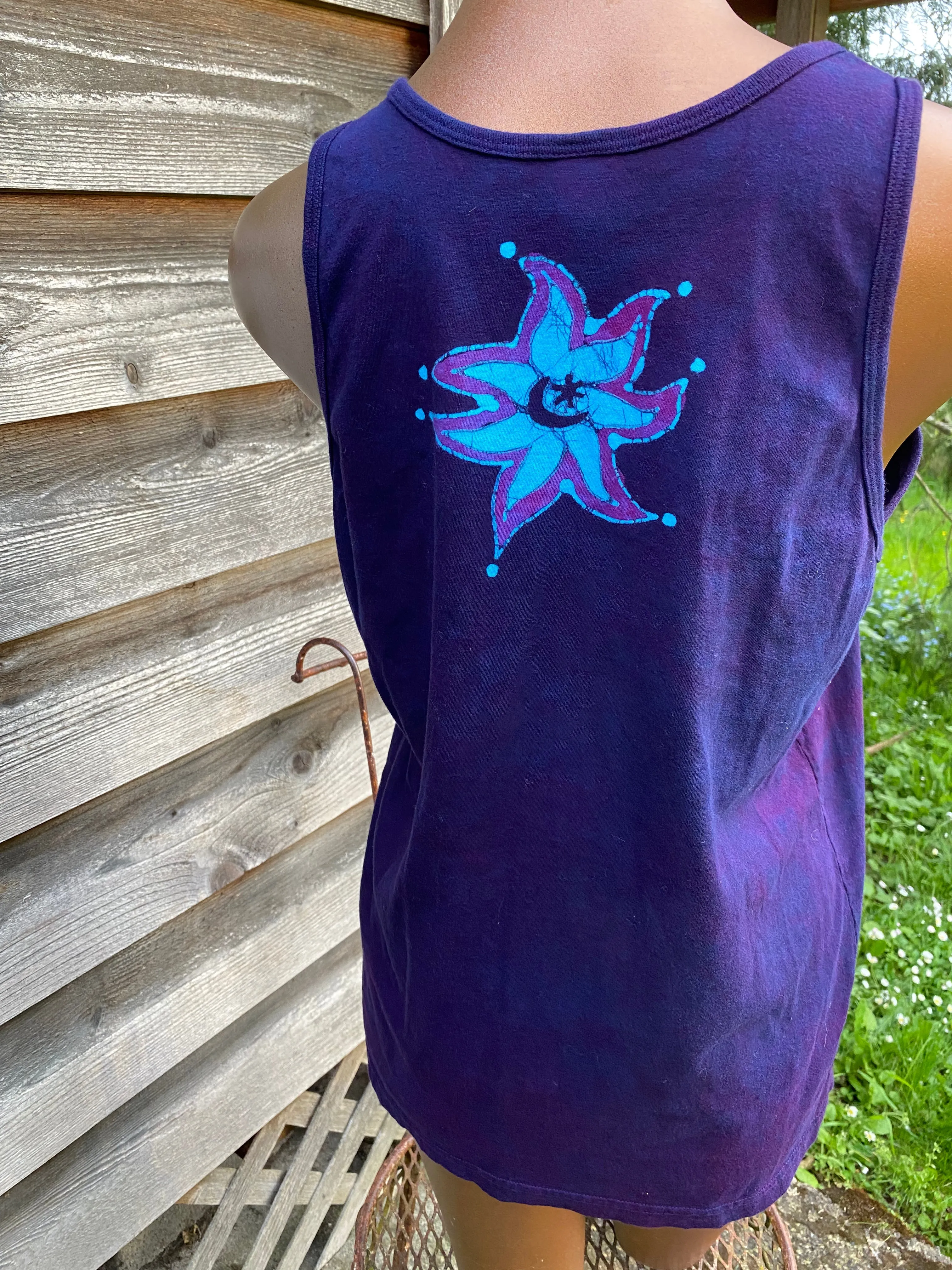Midnight Purple and Turquoise Moonbeams Tank Top