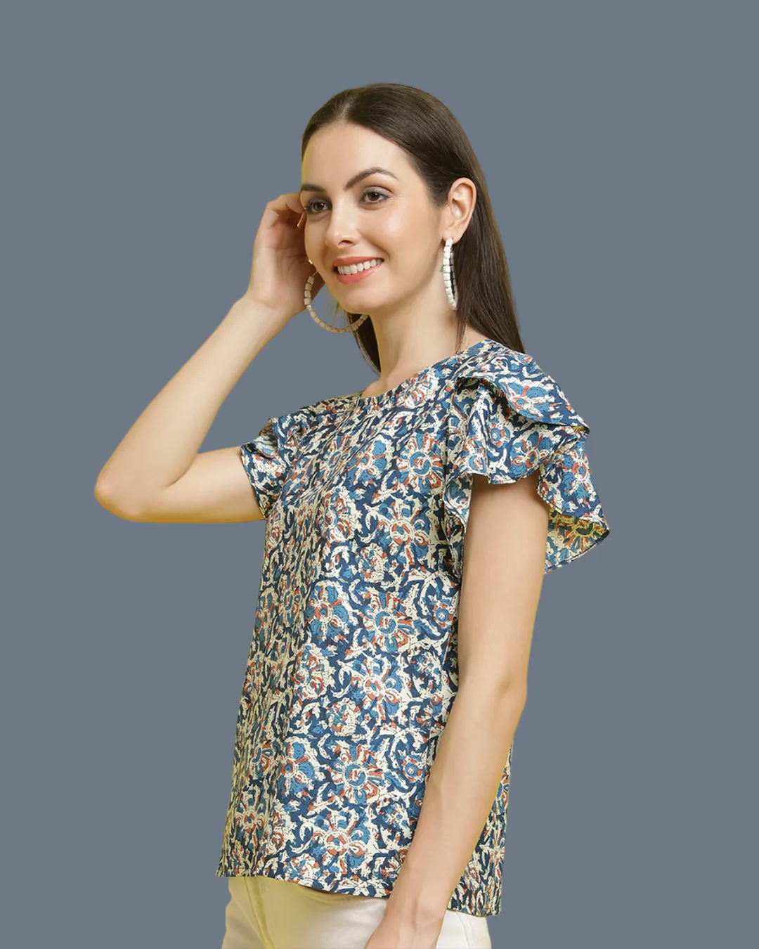 Modern Blue Pattern Top