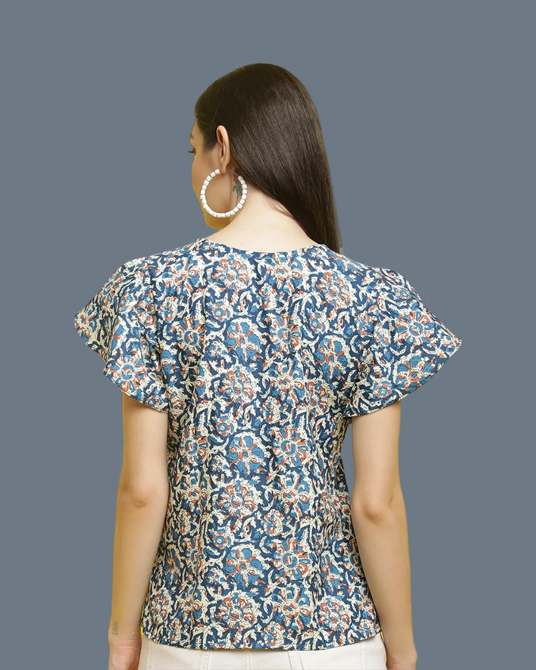 Modern Blue Pattern Top