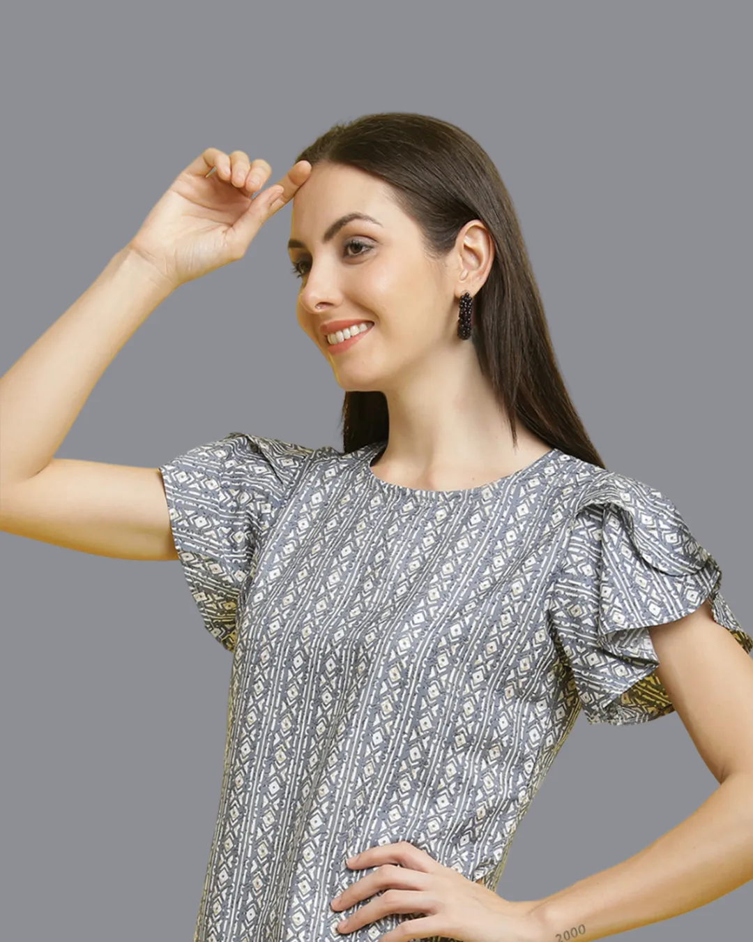 Modern Grey Pattern Top
