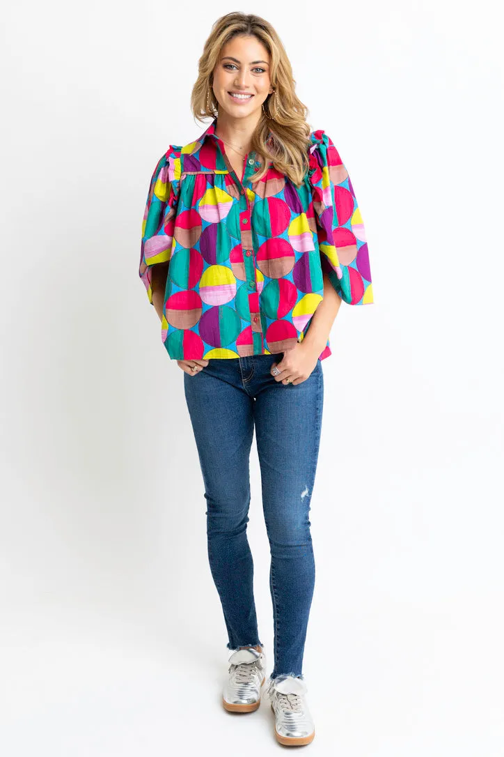 Modern Pop Ruffle Puff Slv Top