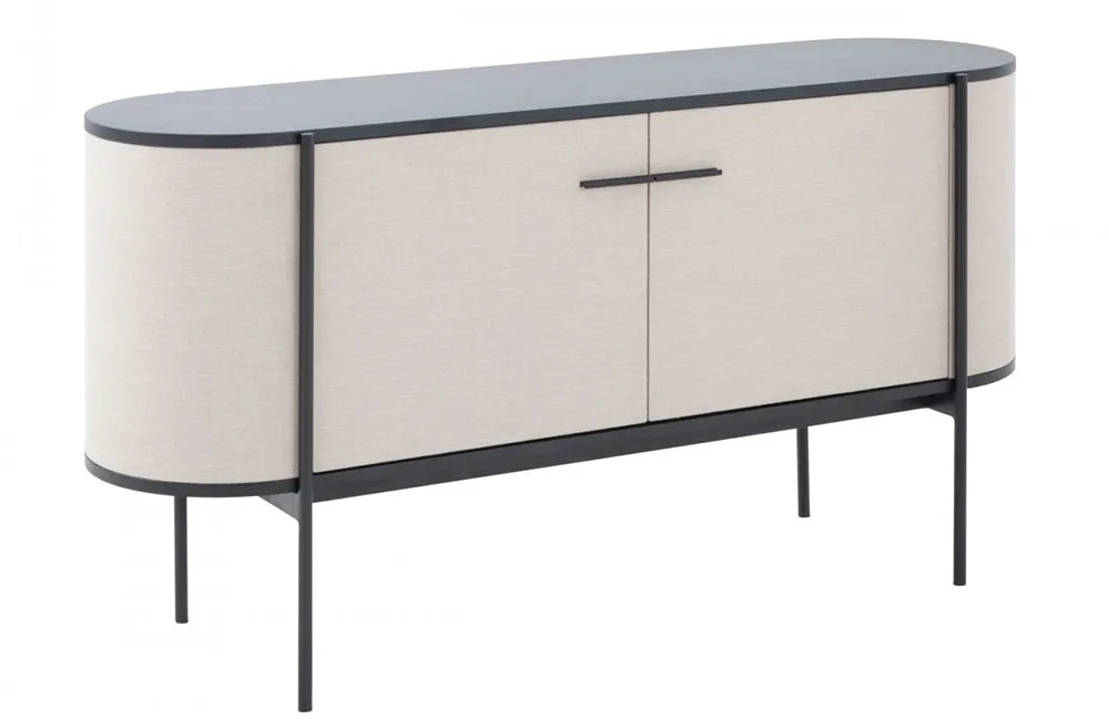Modrest Hobart Modern Beige Fabric & Black Metal Buffet