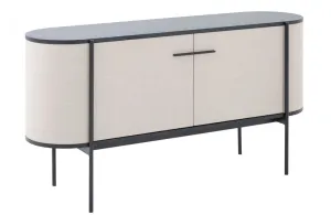 Modrest Hobart Modern Beige Fabric & Black Metal Buffet