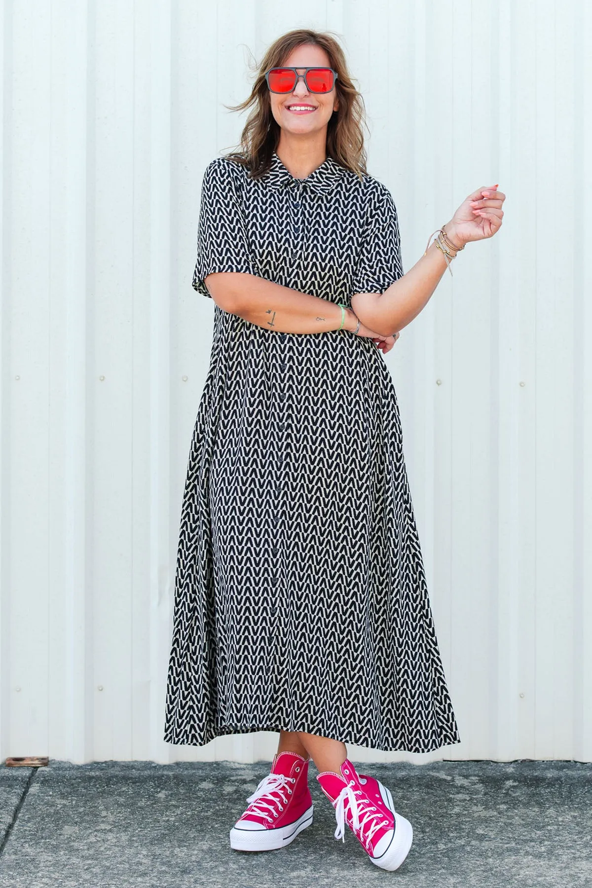 Monaco Shirt Dress - Black