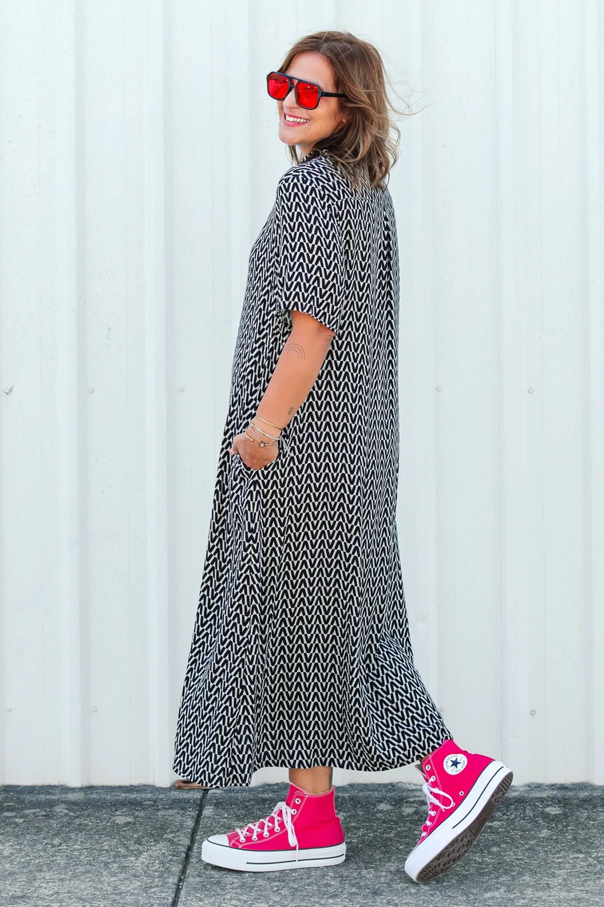 Monaco Shirt Dress - Black