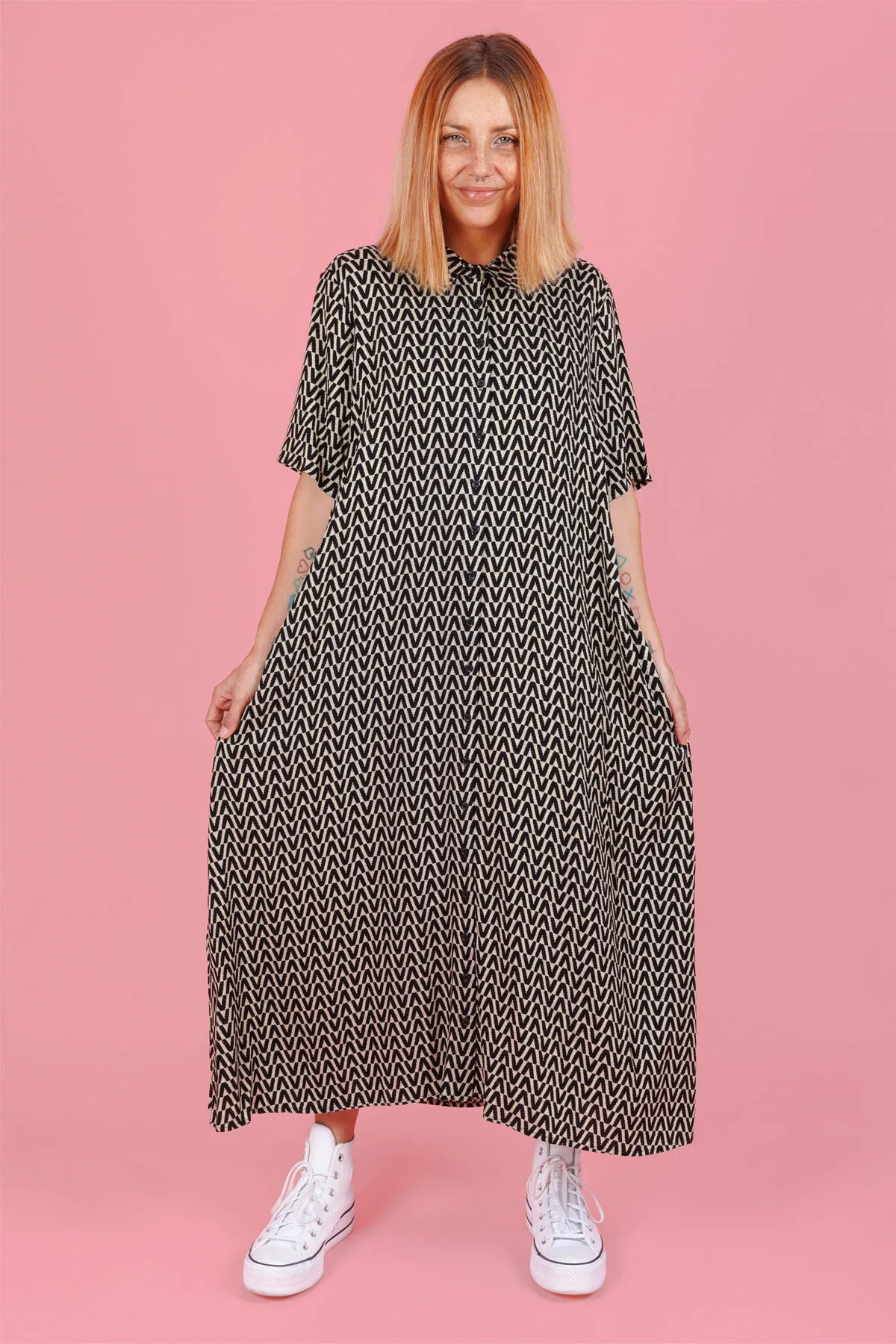 Monaco Shirt Dress - Black