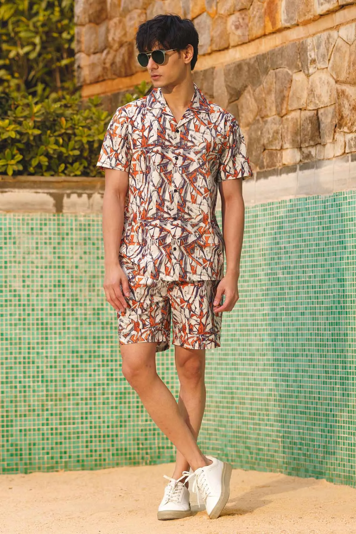 Multicolor Abstract Print Shorts