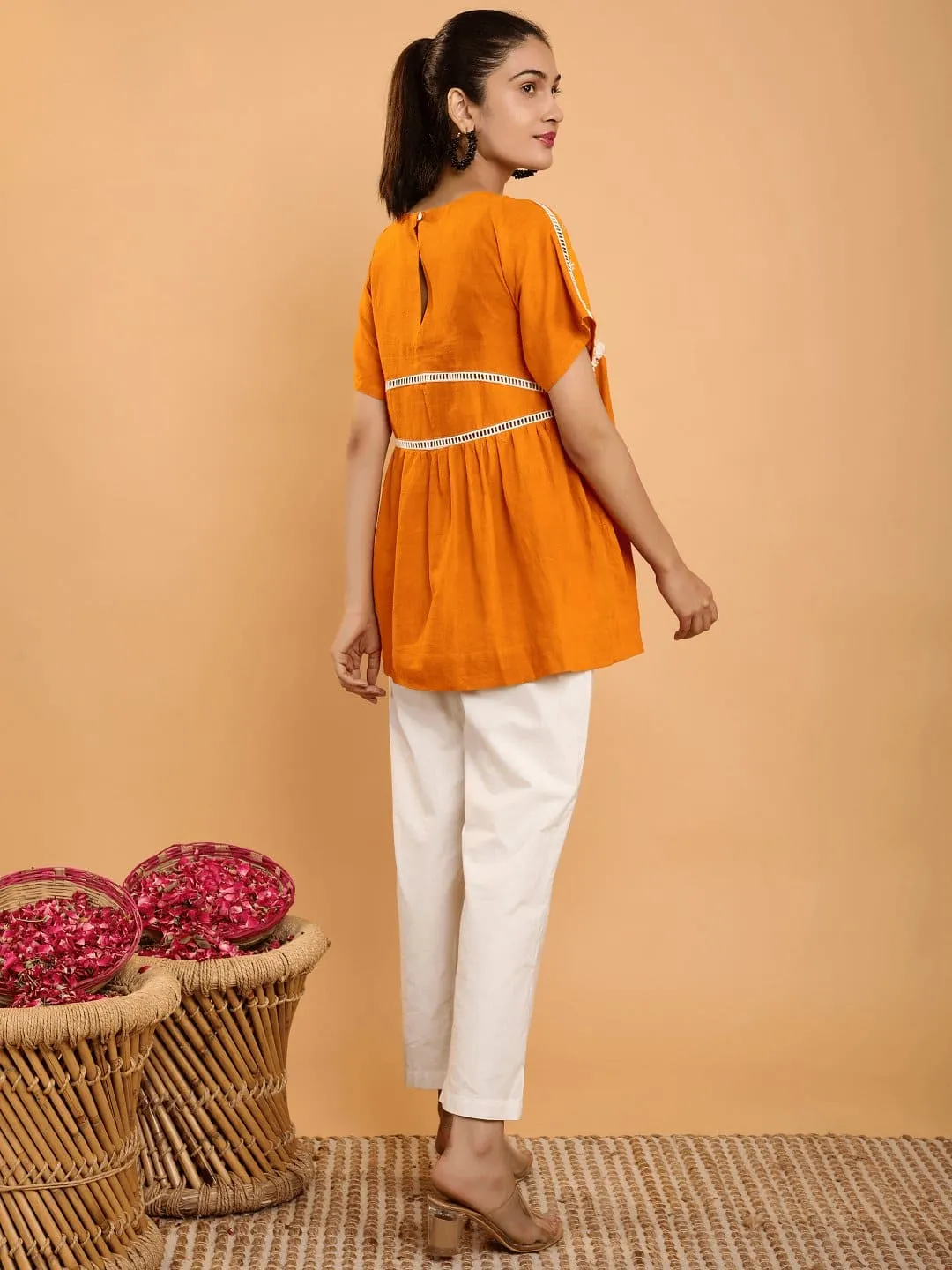 Mustard Boho Chikan Cotton Co-Ord Set