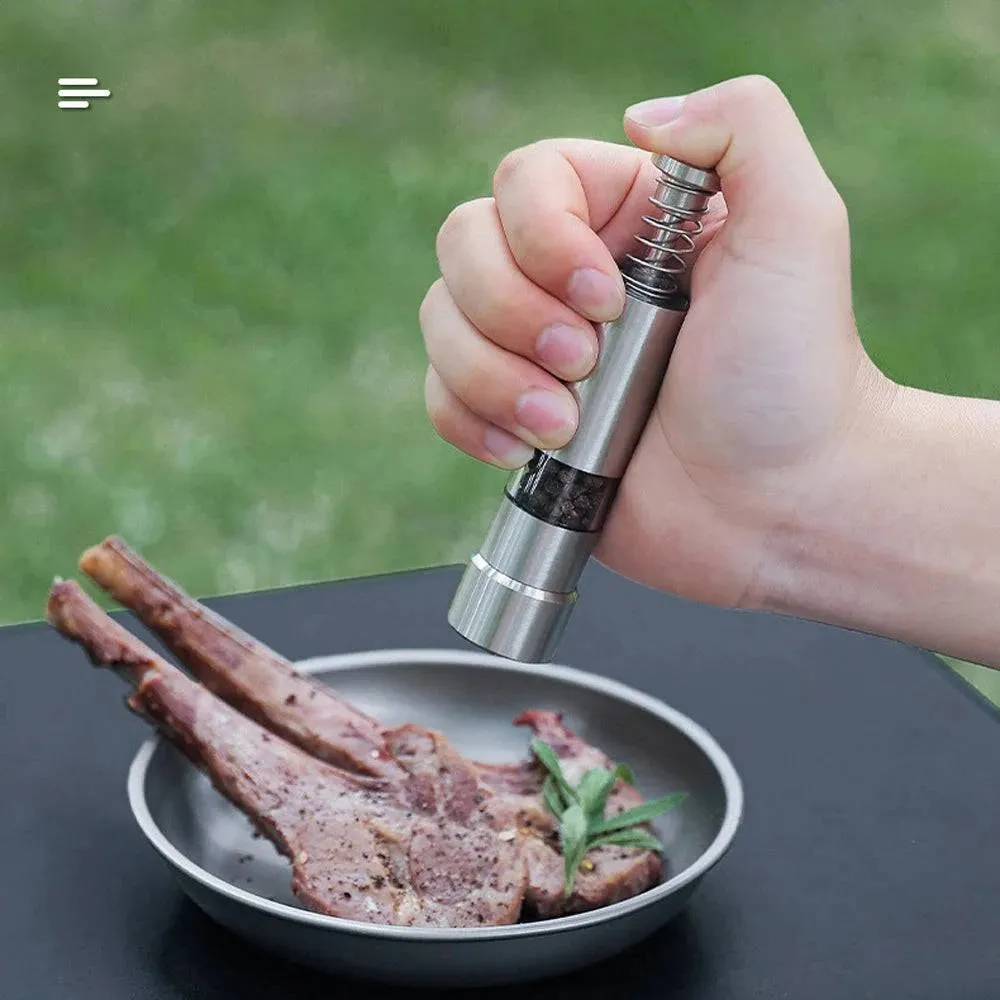 Outdoor Stainless Steel Pepper Mill Manual Black Pepper Grinder Home Kitchen Tools Camping Picnic Press Type Pepper Mills