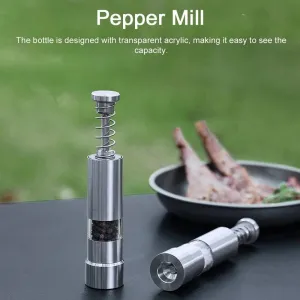 Outdoor Stainless Steel Pepper Mill Manual Black Pepper Grinder Home Kitchen Tools Camping Picnic Press Type Pepper Mills