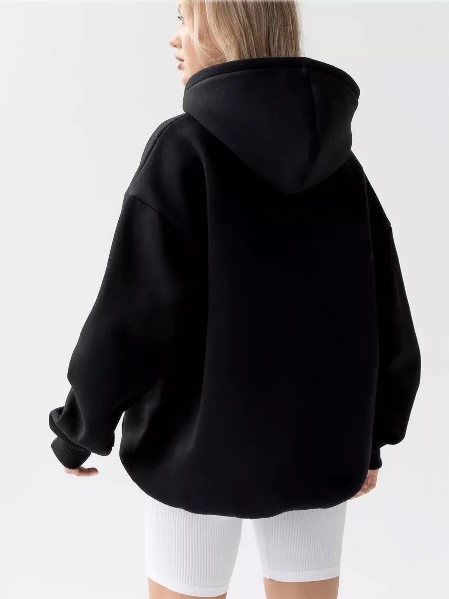 Oversized Patchwork Hooded Sweatshirt