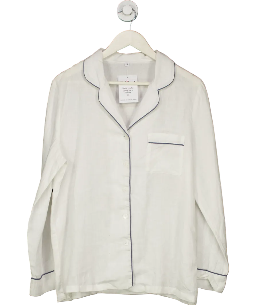Piglet White Linen Pyjama Shirt UK S