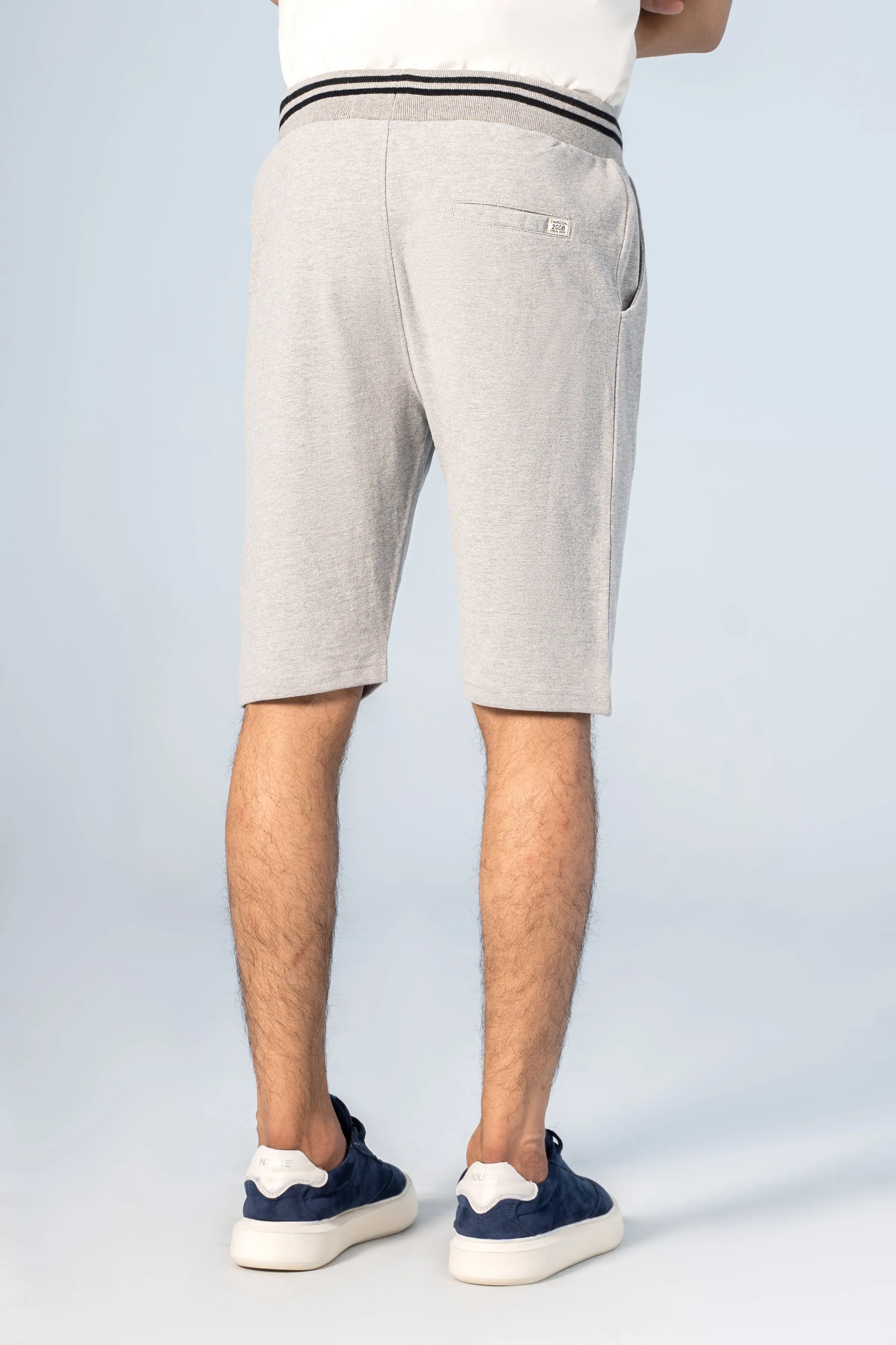 PIQUE TIPPING SHORTS GREY MELANGE