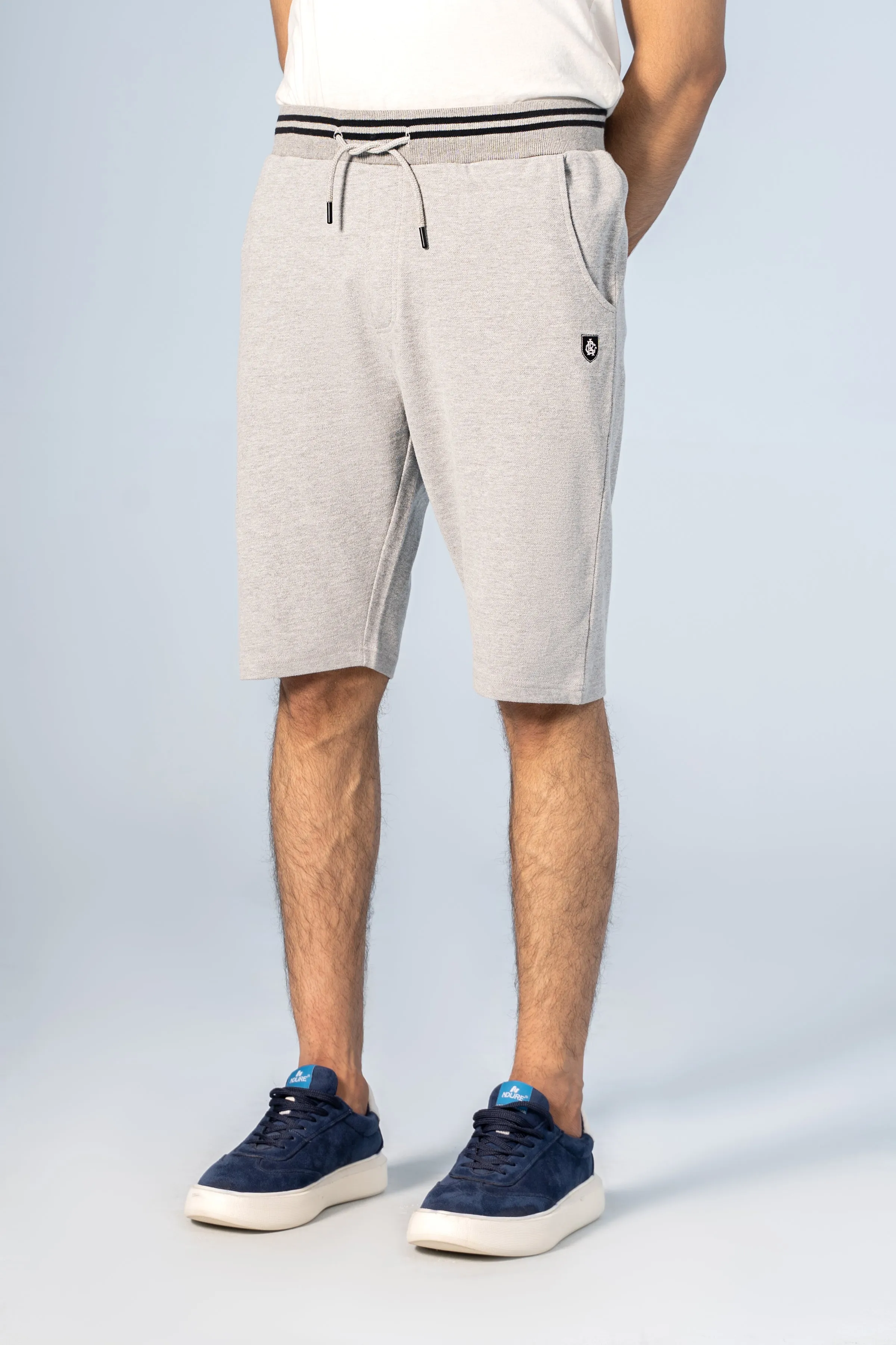 PIQUE TIPPING SHORTS GREY MELANGE