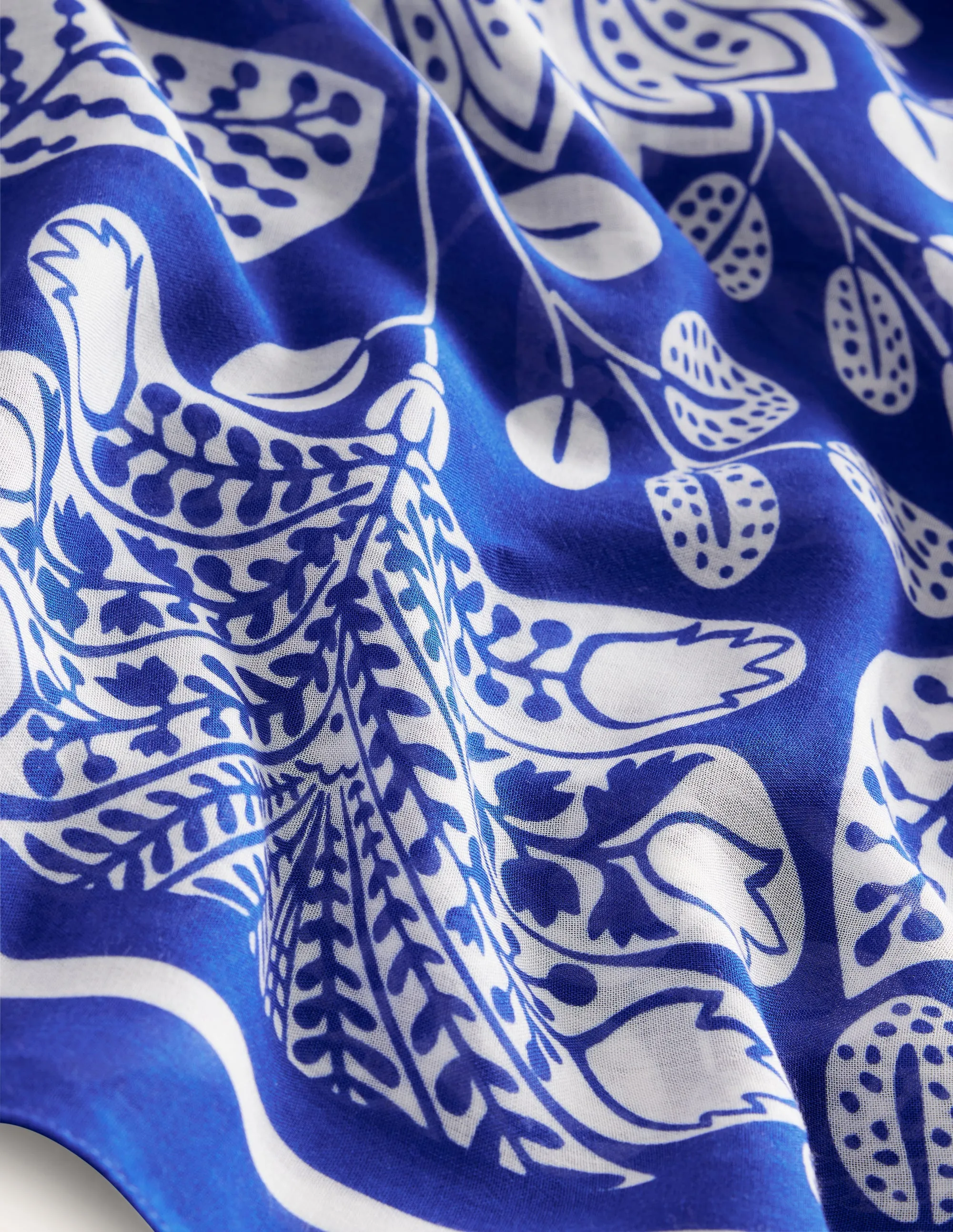 Printed Sarong Scarf-Bright Blue, Gardenia Swirl
