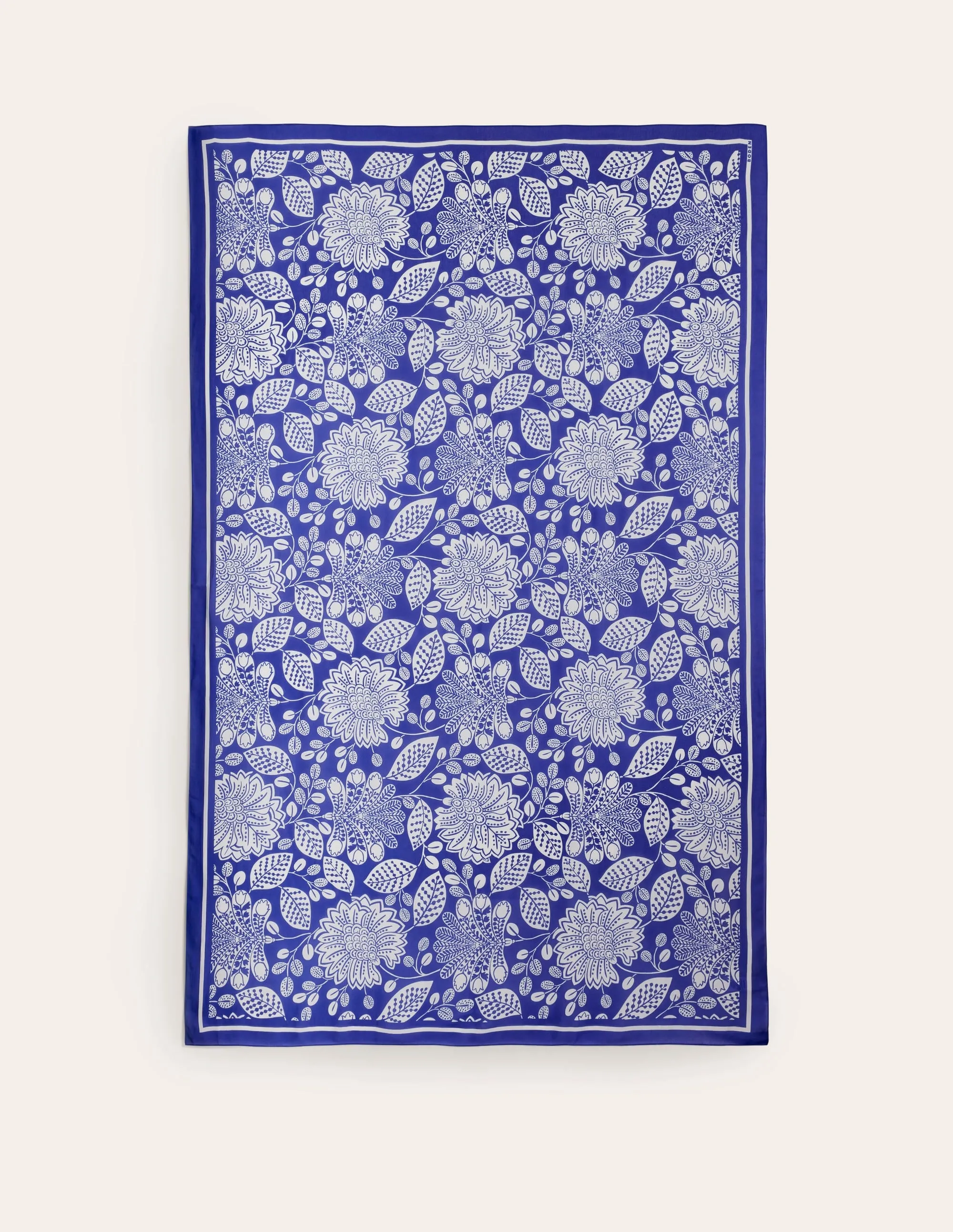 Printed Sarong Scarf-Bright Blue, Gardenia Swirl