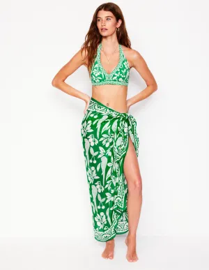 Printed Sarong Scarf-Green Tambourine, Parrot Pop