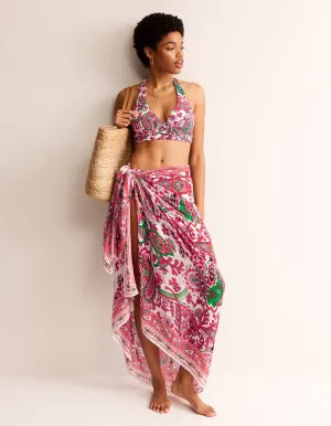 Printed Sarong Scarf-Ivory, Fantastical Paisley