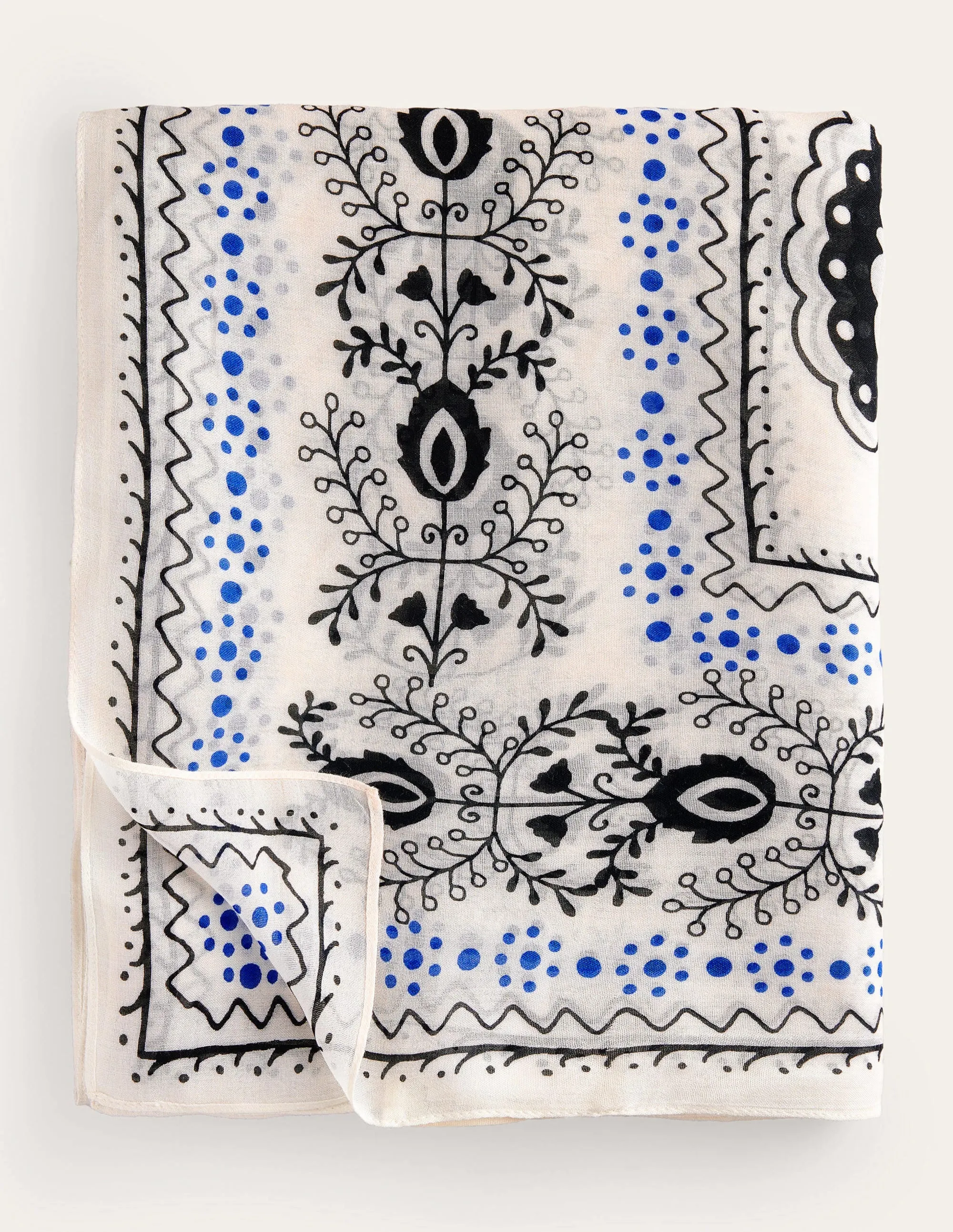 Printed Sarong Scarf-Ivory, Milos Bloom