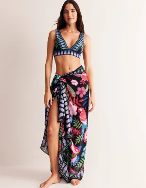 Printed Sarong Scarf-Multi, Tropic Parrot