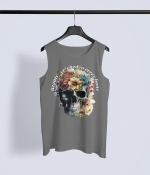 "Beauty Is Etched in Every Bone – Artistic Graphic Tank Top