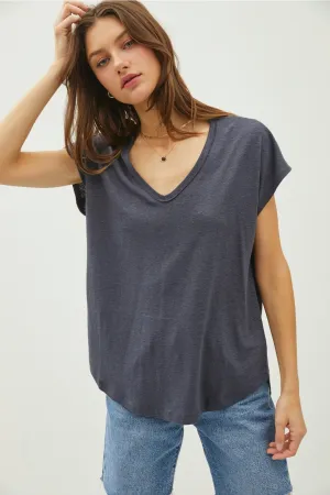 Raw Edge V Linen Tee
