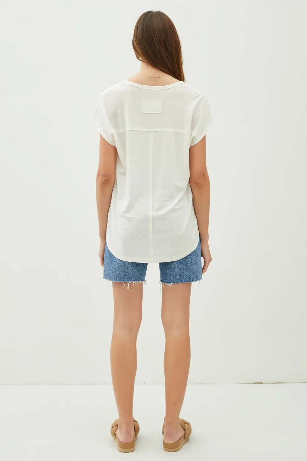 Raw Edge V Linen Tee