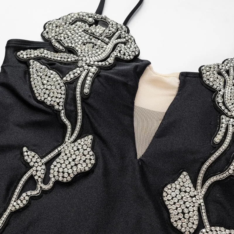 Rose Embellished Monokini With Skirt Set