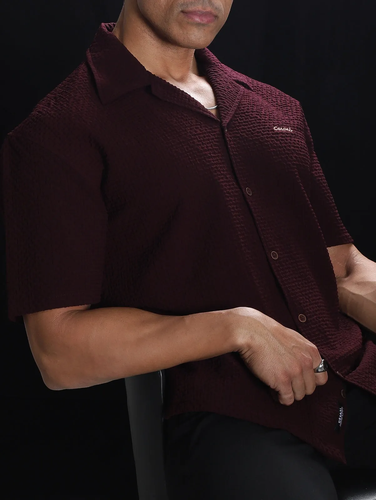 Rosewood Textured Cuban Shirt