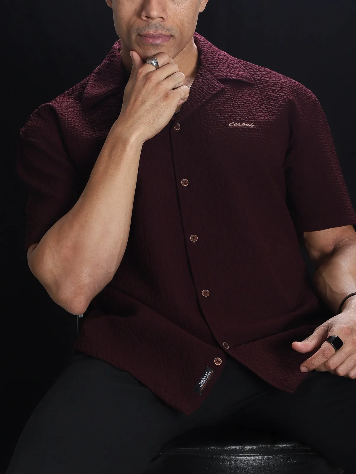 Rosewood Textured Cuban Shirt
