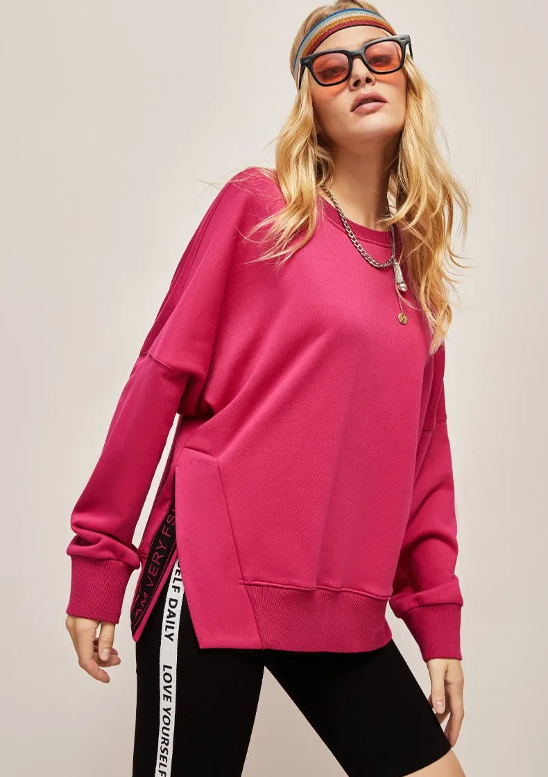 Round Collar Candy Color Sweatshirt