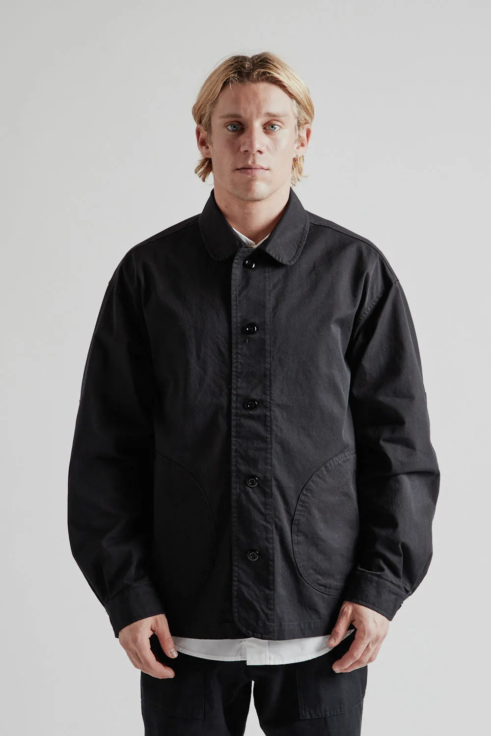 Round Patch Coverall Jacket - Black