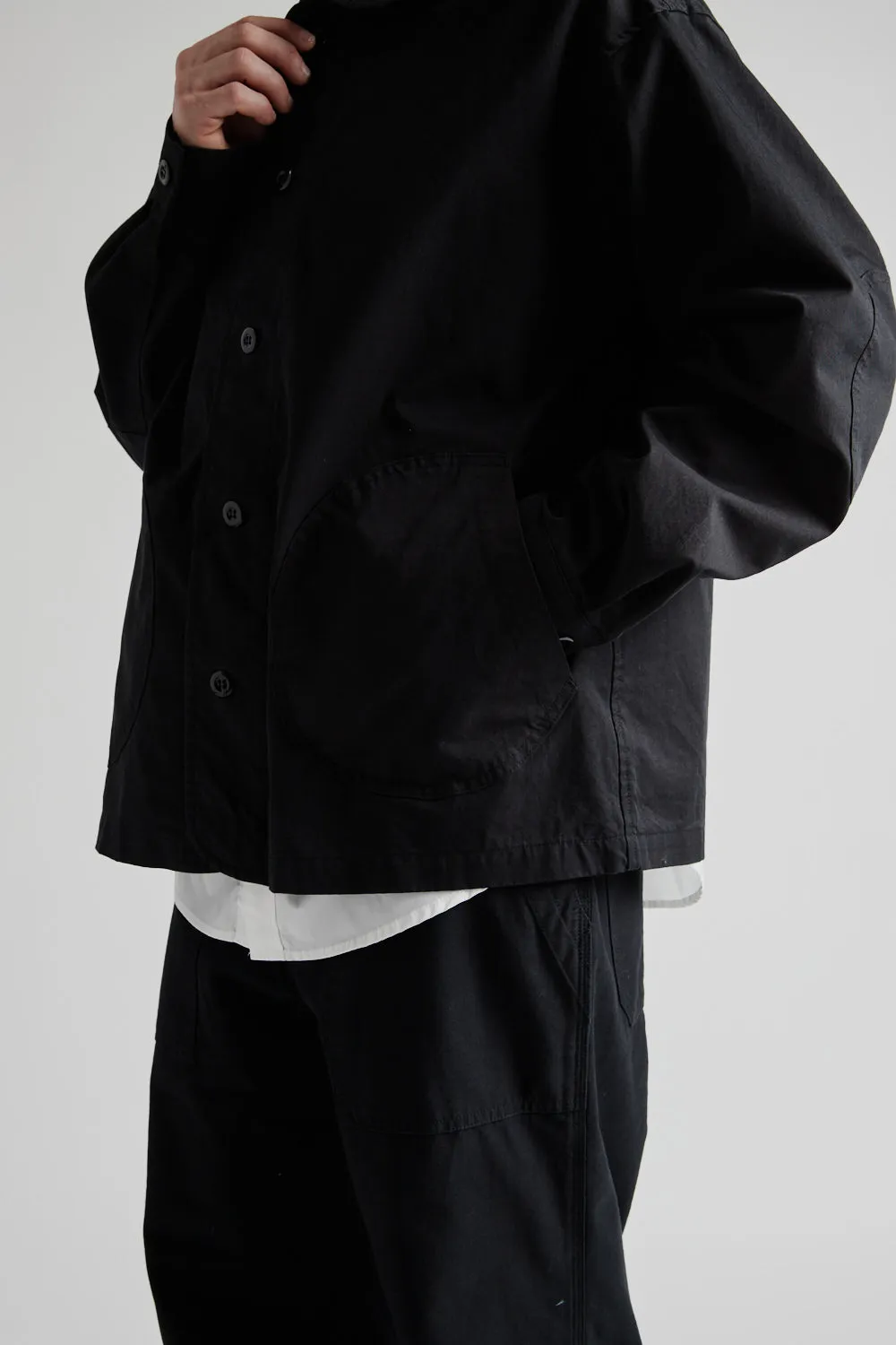 Round Patch Coverall Jacket - Black