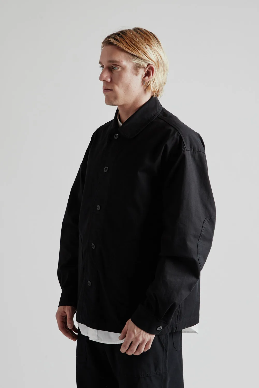Round Patch Coverall Jacket - Black