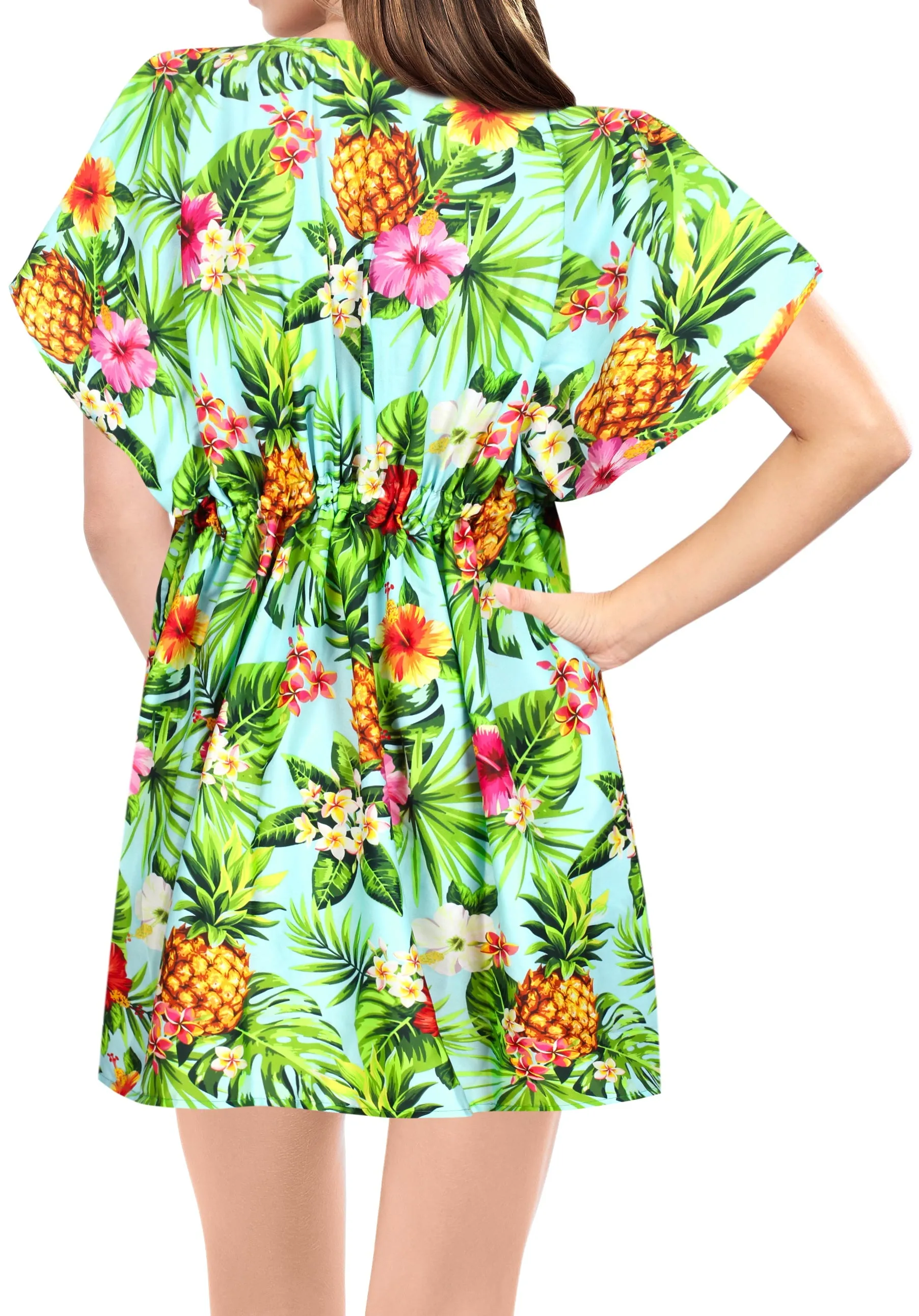 Sea Green Women's Stylish Printed Cover up Floral and Pineaaple Swimwear Bikini Coverup