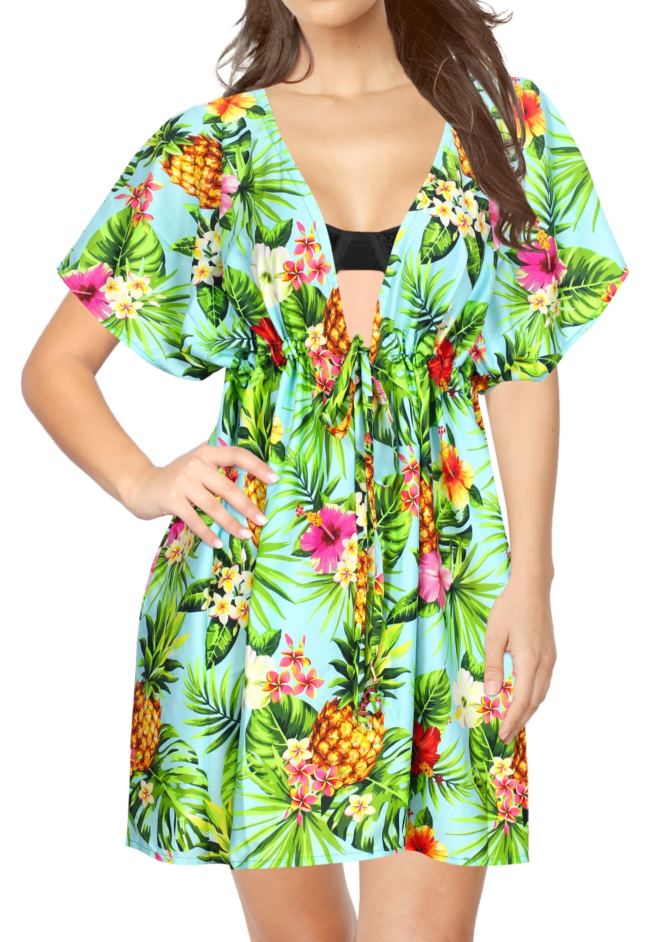 Sea Green Women's Stylish Printed Cover up Floral and Pineaaple Swimwear Bikini Coverup