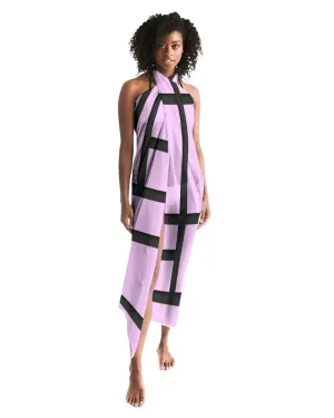 Sheer Sarong Swimsuit Cover Up Wrap / Geometric Lavender and Black