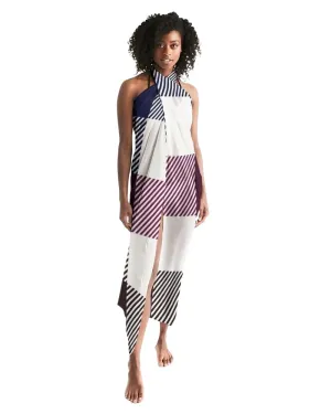 Sheer Sarong Swimsuit Cover Up Wrap / White Grid