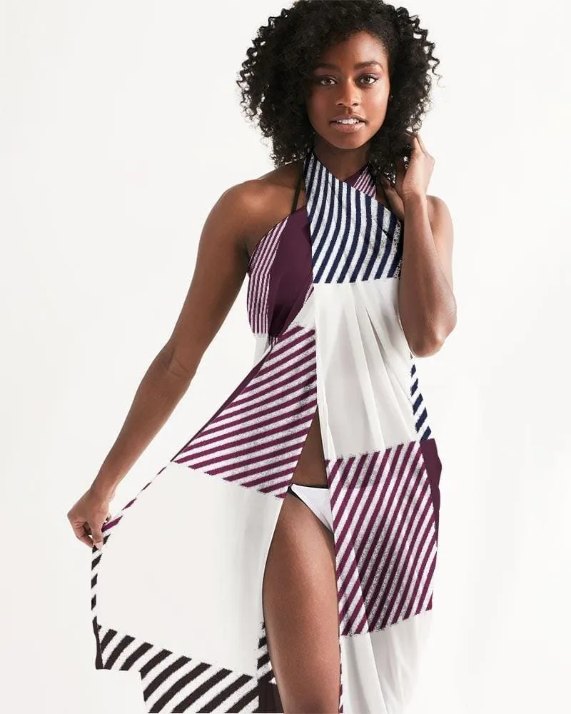 Sheer Sarong Swimsuit Cover Up Wrap / White Grid