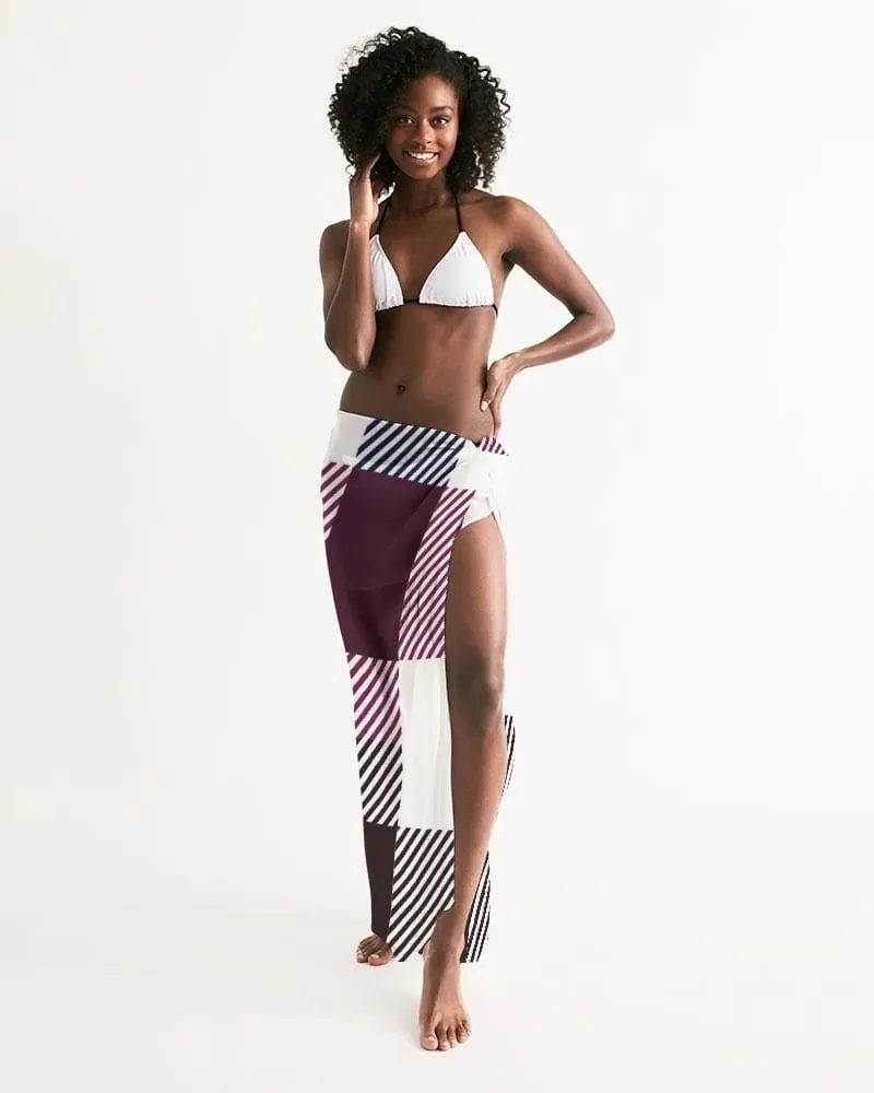 Sheer Sarong Swimsuit Cover Up Wrap / White Grid