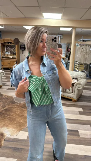 Shirring Sleeve Crop Jacket