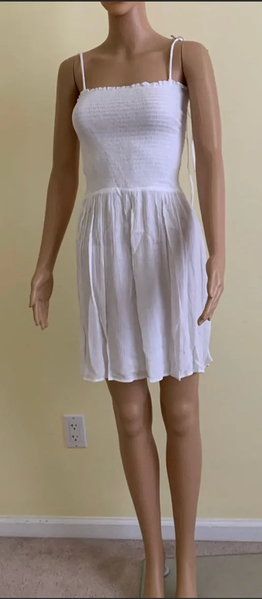 Smocked Spaghetti Strap Cover-Up Dr