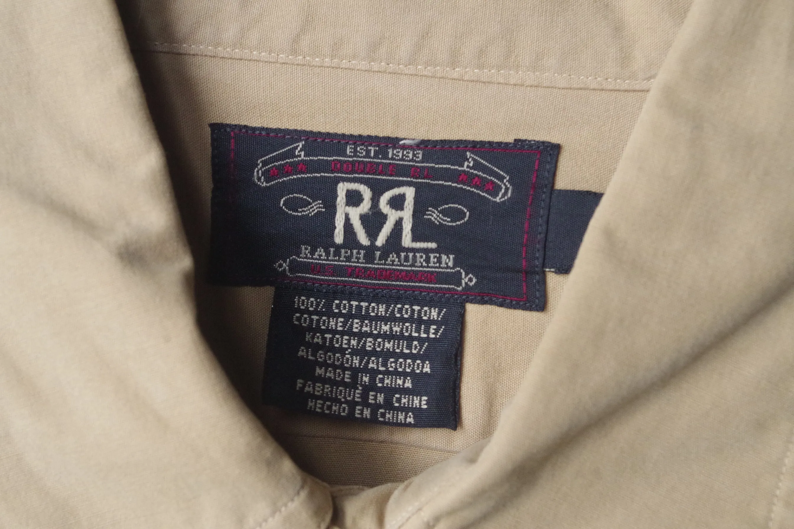 Smooth RRL Tan Cotton Dress Shirt - Sz S