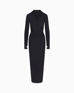 Smooth Stretch Ruched Maxi Dress | Black
