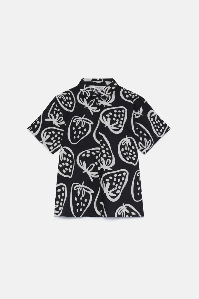 Strawberry Print Unisex Camp Shirt