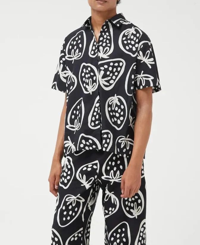 Strawberry Print Unisex Camp Shirt